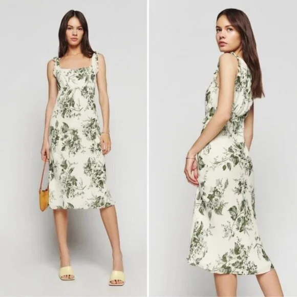 💕REFORMATION💕 Leni Dress ~ Sage Brush Floral Print Medium M NWT